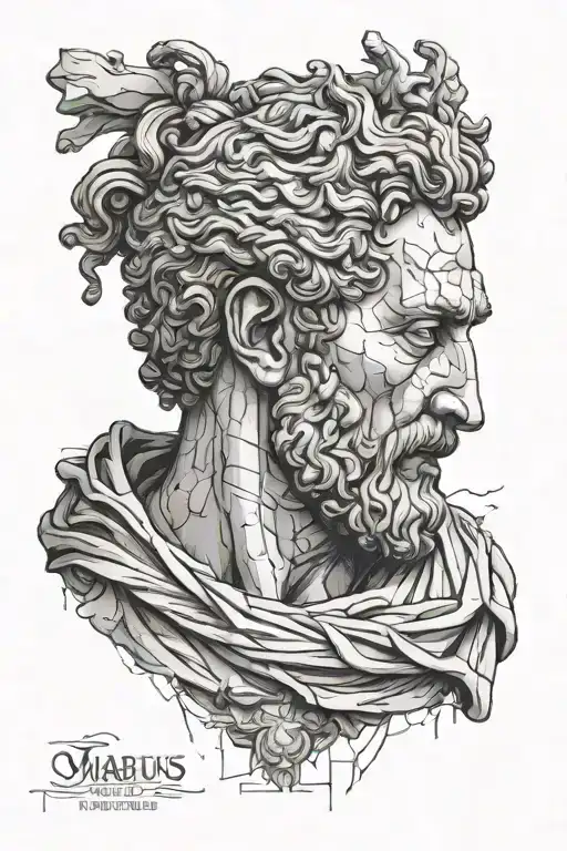 Marcus Aurelius statue fractures tattoo design idea