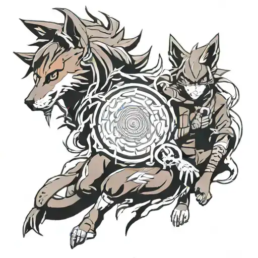 naruto and kurama mode all tattoo design idea