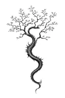 flying dragon tree tattoo design idea
