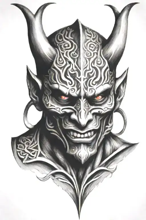 demon mask tattoo design idea