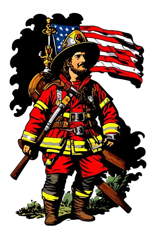 Saint Florian firefighter tattoo design idea