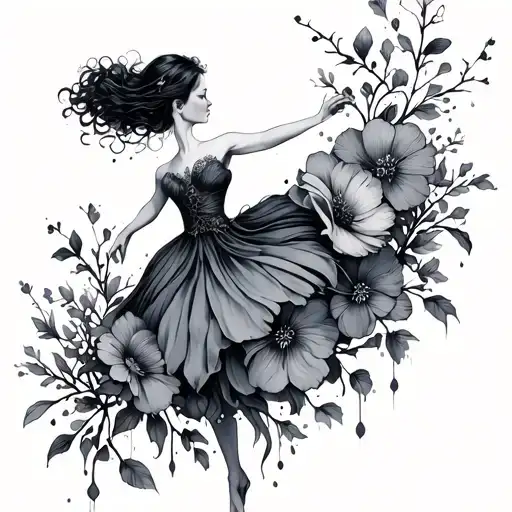 Dancing in my own storm, flowers tattoo intimate area tattoo design idea