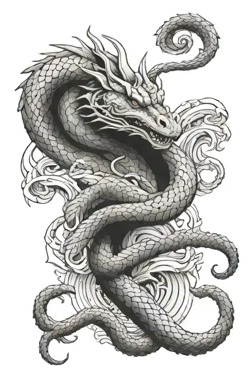 basilisk intertwining with a stack tattoo design idea