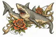shark with anchor  tattoo design idea