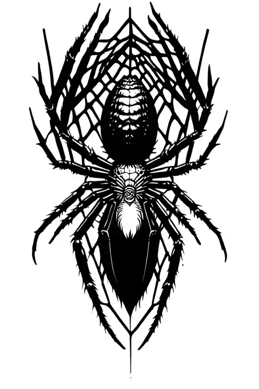 Blackwork Spider with spider webs surrounding tattoo design idea