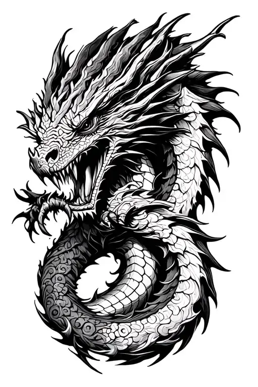 Dragon norse mythology tattoo design idea