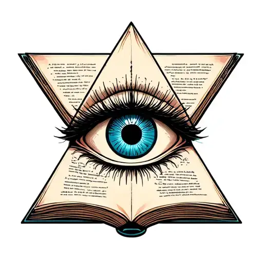 Eye In A Triangle with book surrounded by bold tattoo design idea