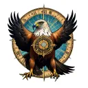 Vegvisir and hawk intertwined tattoo design idea