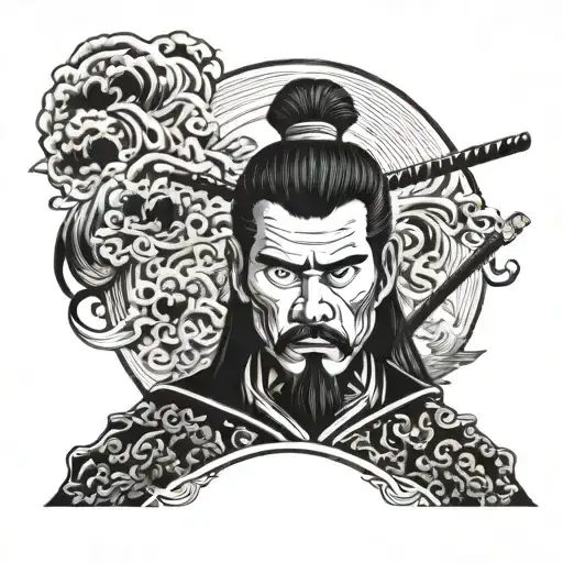 samurai face tradi japanese style illustration tattoo design idea