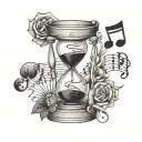 Hour Glass and Music Notes tattoo design idea