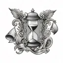 Hour Glass and Music Notes tattoo design idea