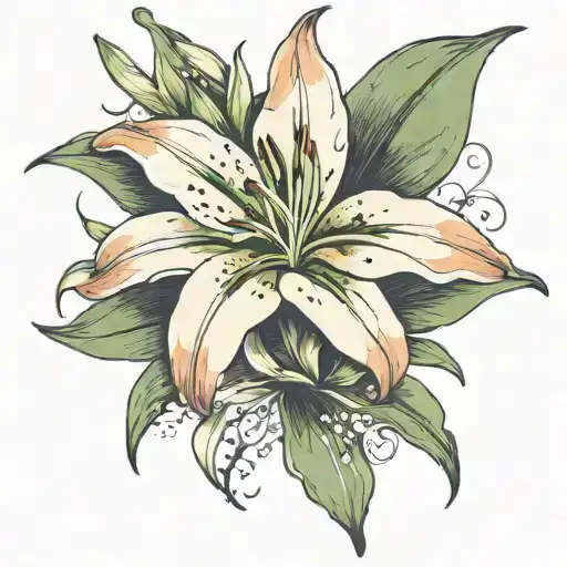 lily flower blooming tattoo design idea