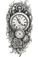 stopwatch surrounded tattoo design idea