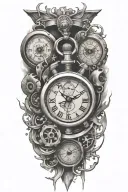 stopwatch surrounded tattoo design idea