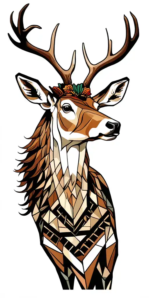 Scottish Stag on geometric tattoo design idea