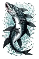 sturgeon swimming tattoo design idea