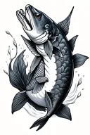 sturgeon swimming tattoo design idea