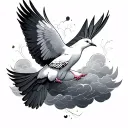 doves and clouds tattoo design idea