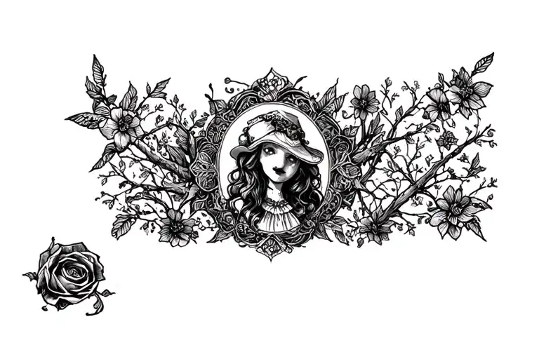 morbid alice in wonderland sleeve tattoo tattoo design idea