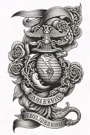 marine corps, america, life outdoors arm sleeve tattoo design idea