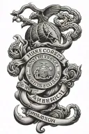 marine corps, america, life outdoors arm sleeve tattoo design idea