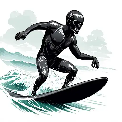 Stickman riding surfboard tattoo design idea