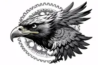 Eagle with mechanical bio gears tattoo design idea