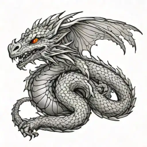 Dragon wrapped arms around herself tattoo design idea