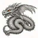 Dragon wrapped arms around herself tattoo design idea