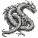 Dragon wrapped arms around herself tattoo design idea