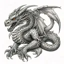 Dragon wrapped arms around herself tattoo design idea