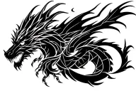 dragon, lightning and Pisces  tattoo design idea