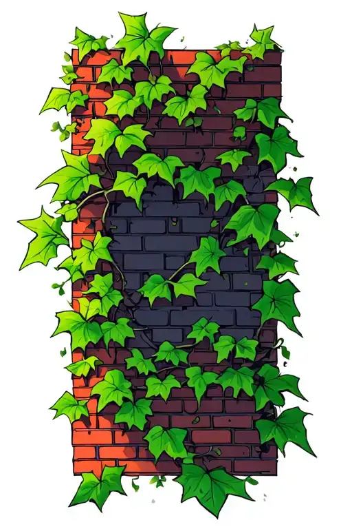 green ivy vines brick wall tattoo design idea