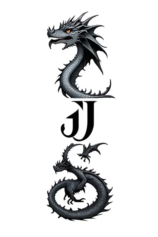 j and j tiny dragon tattoo design idea