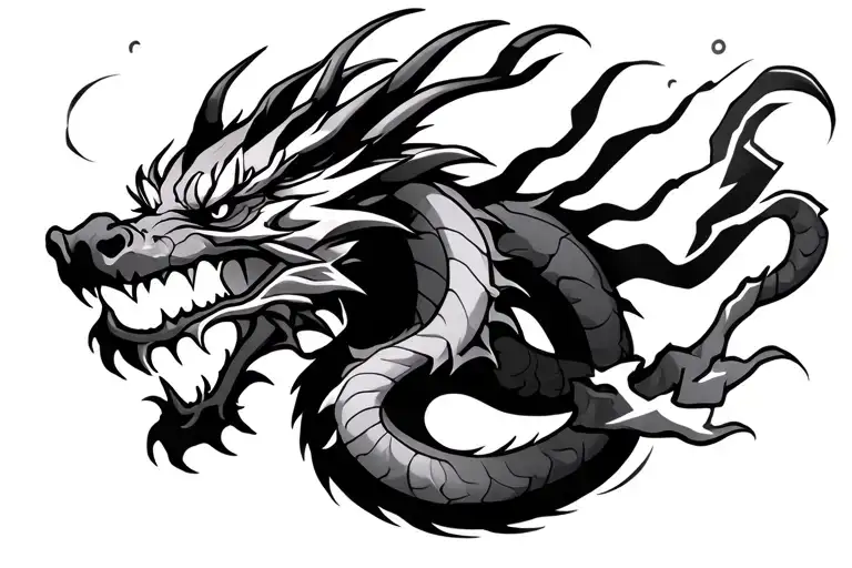 japanese dragon with lightning bolts tattoo design idea