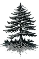 evergreen tree tattoo design idea