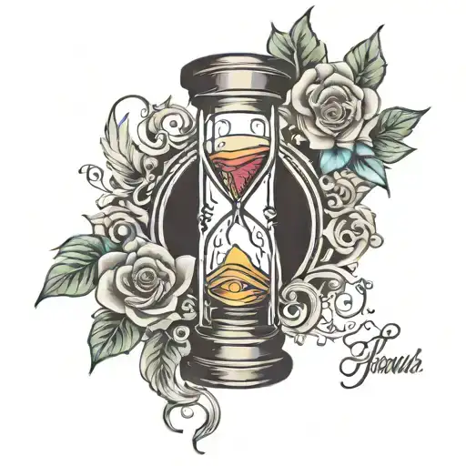hour glass distortion mental health tattoo design idea