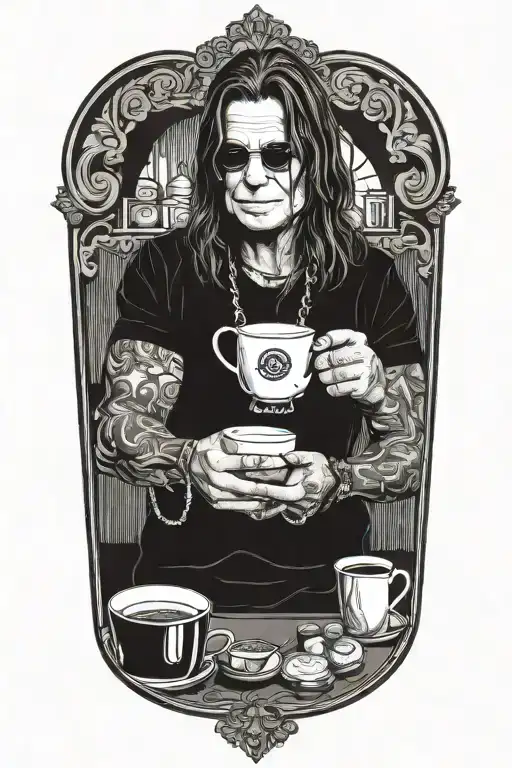 ozzy osbourne making coffee tattoo design idea