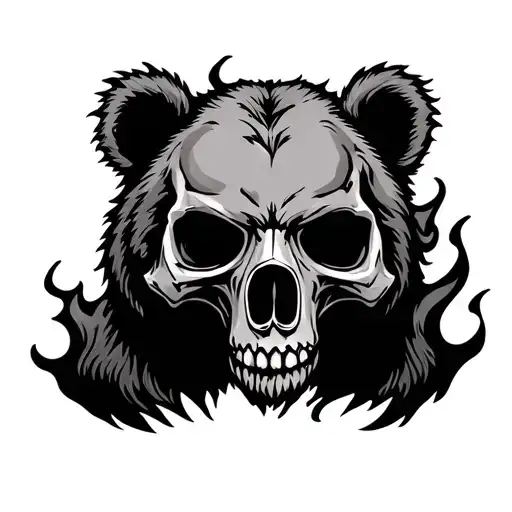 skull, bear, flames, all seprate  tattoo design idea