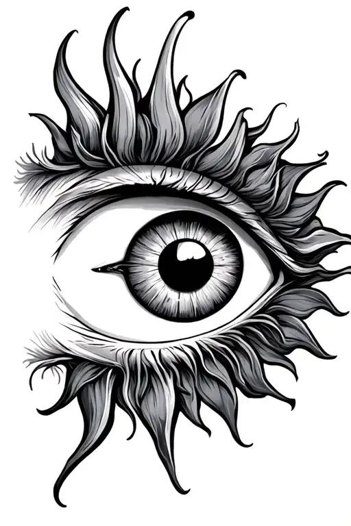 Sun and Evil eye inside tattoo design idea