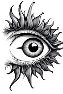 Sun and Evil eye inside tattoo design idea