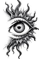 Sun and Evil eye inside tattoo design idea