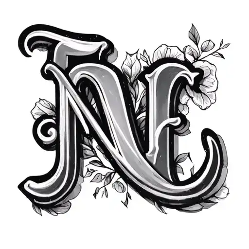 Letter J A N I N E tattoo design idea