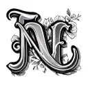 Letter J A N I N E tattoo design idea