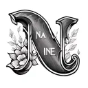 Letter J A N I N E tattoo design idea