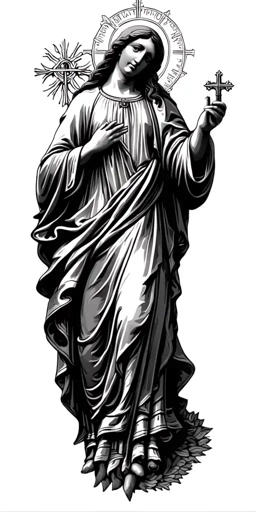 virgin mary Jesus saint Michael tattoo design idea