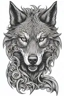 Evil wolf head tattoo design idea
