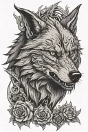 Evil wolf head tattoo design idea