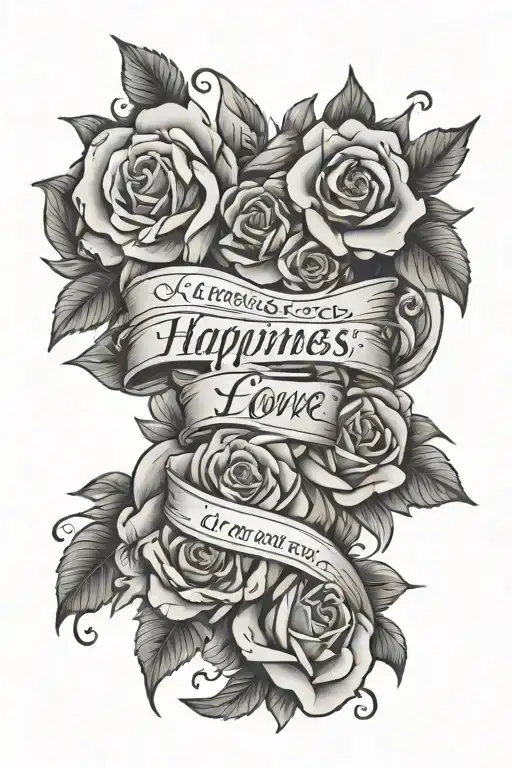 happiness, love, success, family tattoo design idea