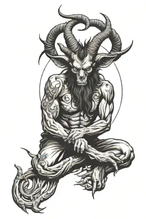 baphomet wearing shirt tattoo design idea